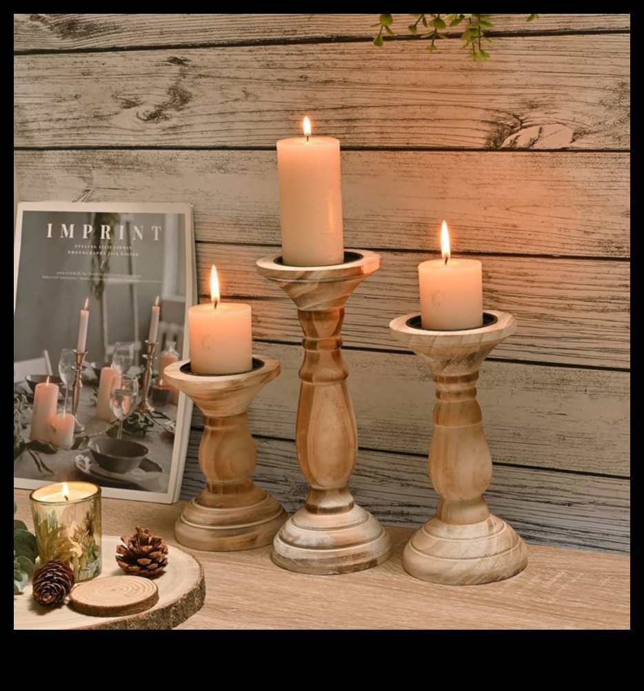 פמוטים מעץ: יצירת תאורת סביבה לבית שלך